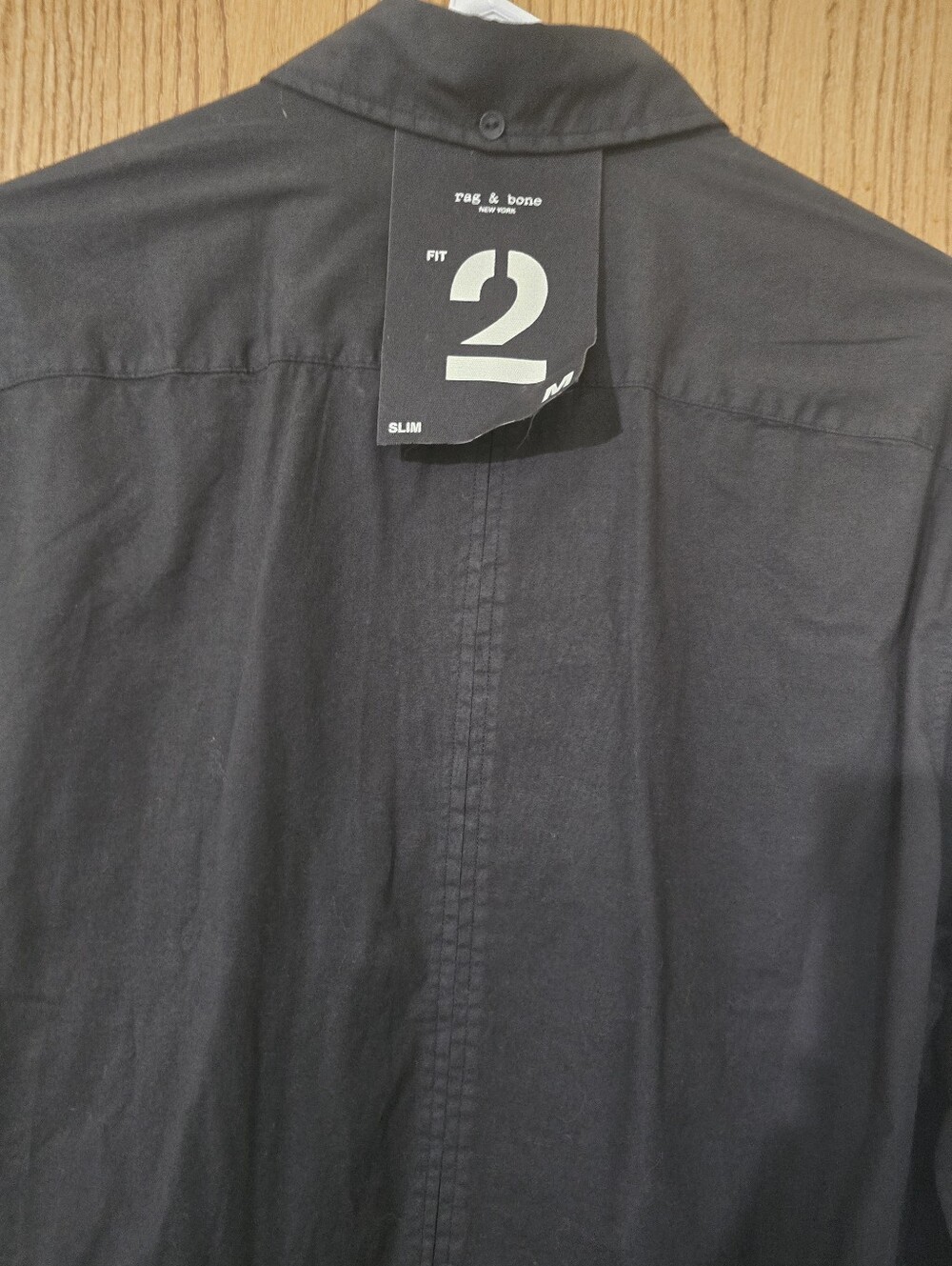 Nwt. rag & bone Men's Slim Black Button-Back Shirt - Picture 3 of 6